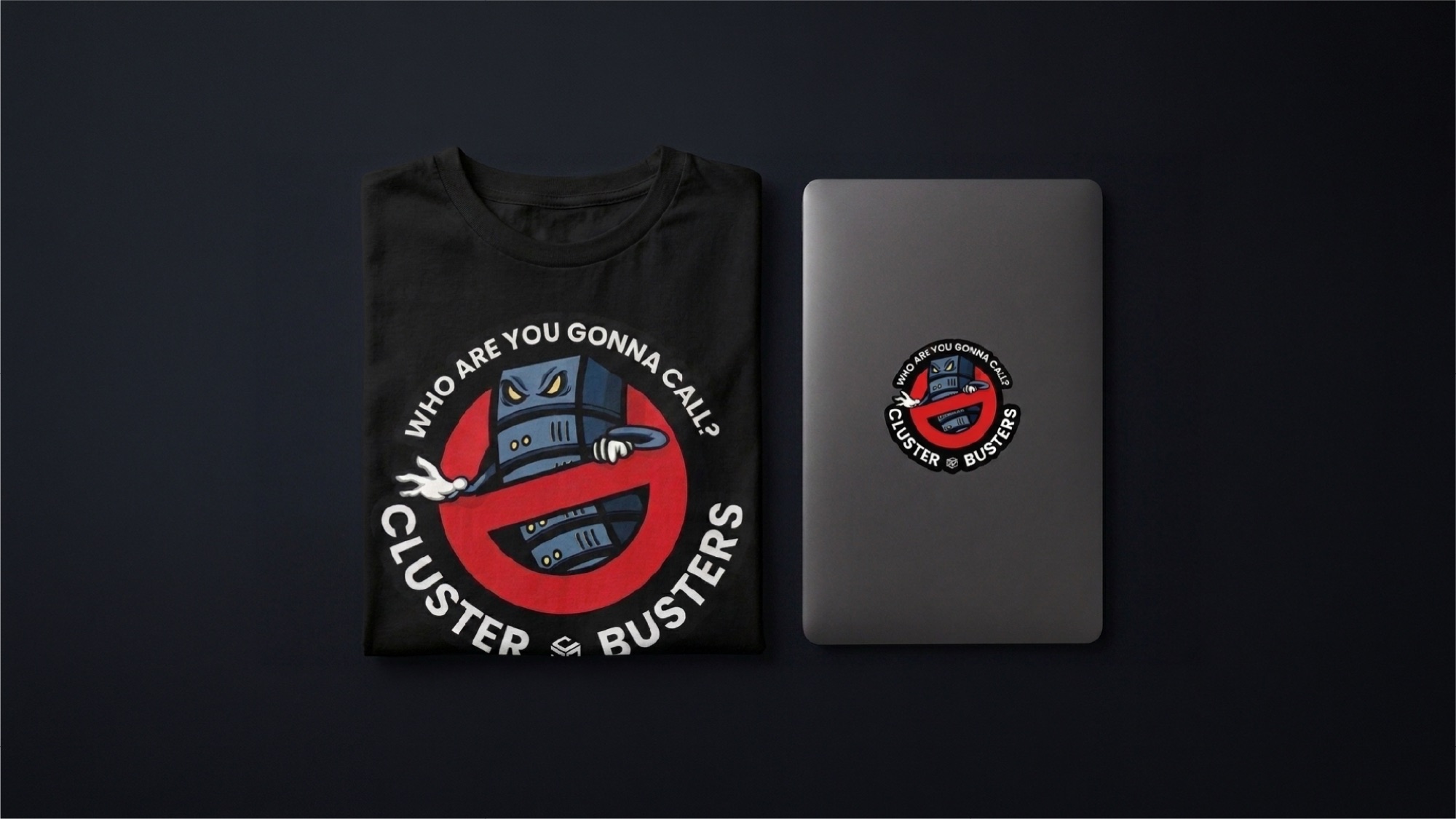 The mark applied to t-shirts and laptop stickers